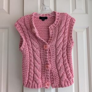 Zara Pink Knit Vest with Button Detail
